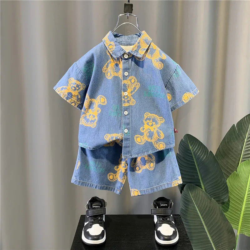 New Summer Baby Girls Clothes Suit Children Boys Fashion Cartoon Shirt Shorts 2Pcs/Sets Toddler Casual Costume Kids Tracksuits