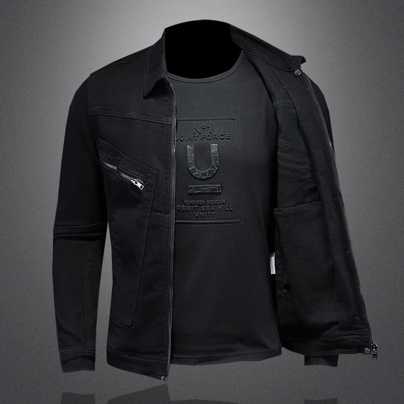Spring New Mens Casual Cotton Denim Jacket Classic Style Fashion Slim Washed
