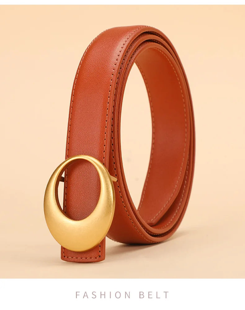Fashionable women's belt; cowhide leather belt for women; versatile decoration with a high-end feel; trendy Korean-style