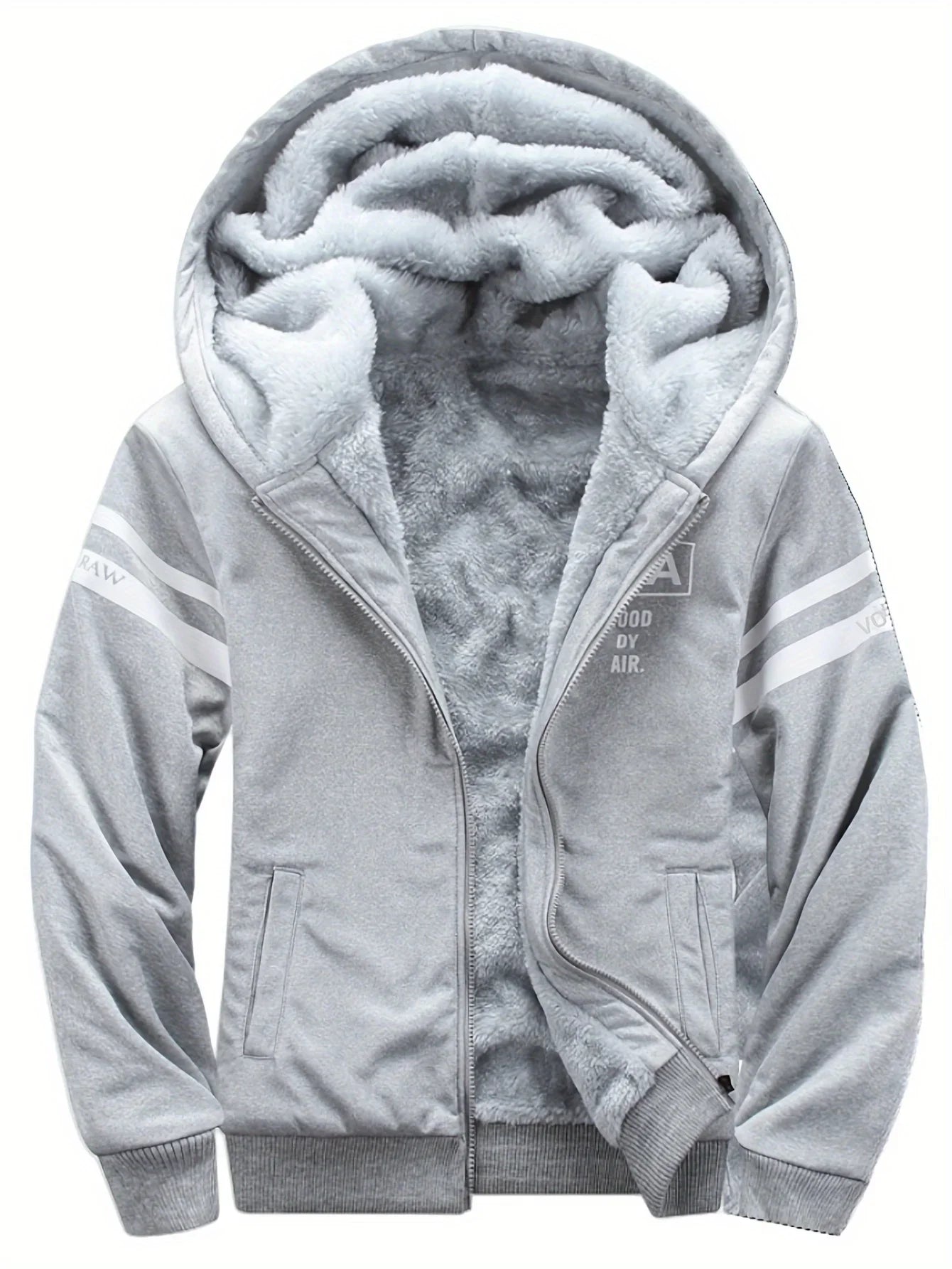 Men's autumn and winter sports and leisure suit set with fleece hoodie, men's autumn and winter thick oversized hooded jacket, t