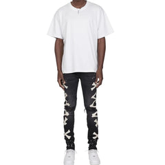 Ripped Jeans For Men Stretch Slim Printed Bones Skinny Pants Men Hip Hop