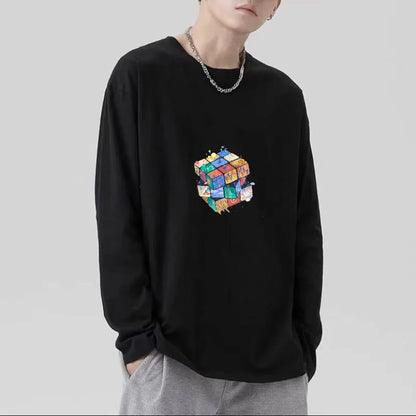 T-shirt for Men Summer Cross of Thorns Suitcase Men's T-shirts Long-sleeved Dark Hip-hop Men's oversize t-shirt Y2k T Shirt Tops