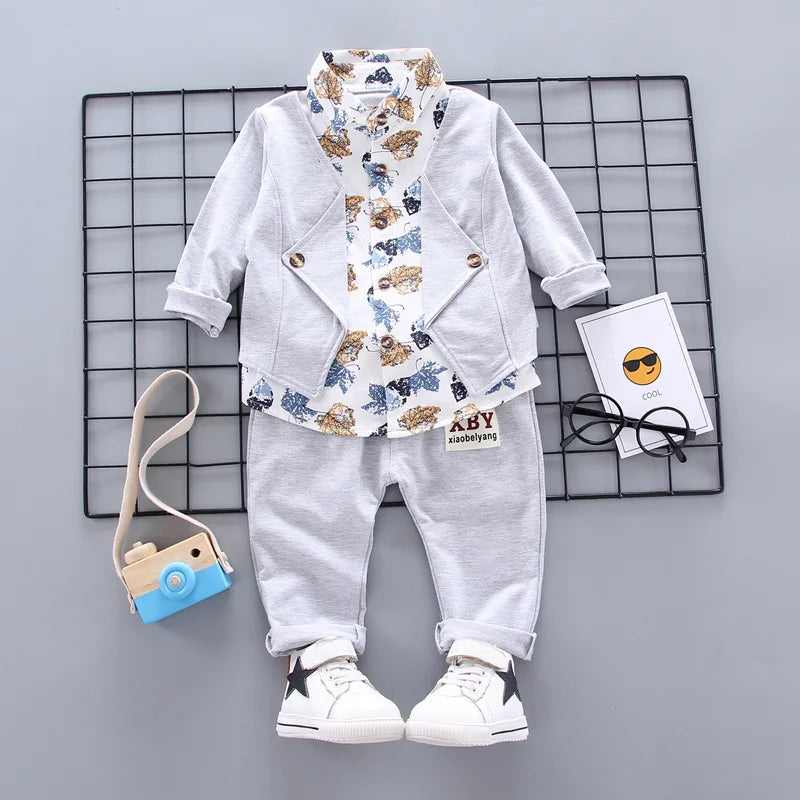 Kid Boy Clothes Gentleman Boy Outfit Children Clothing Long Sleeve Shirt+Pant 2Pcs/Set Baby Outerwear Infant Tracksuit A1274