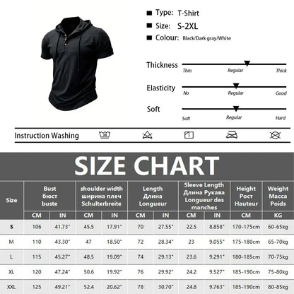 Men's T Shirt Summer Slim Fitness Hooded Short-Sleeved Tees Male Lightweight Hoodie Fitness Breathable Sports Tops