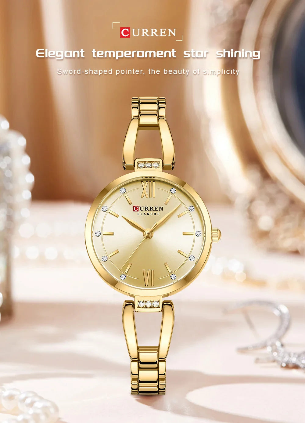 Curren 9092 Luxury 30mm Gold Watch For Woman Diamond Ladies Quartz Watch Waterproof Stainless Steel Women часы женские наручные
