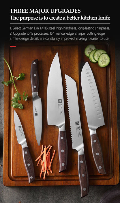 High Carbon Germany 1.4116 Stainless Steel 5PCS Kitchen Knife Set