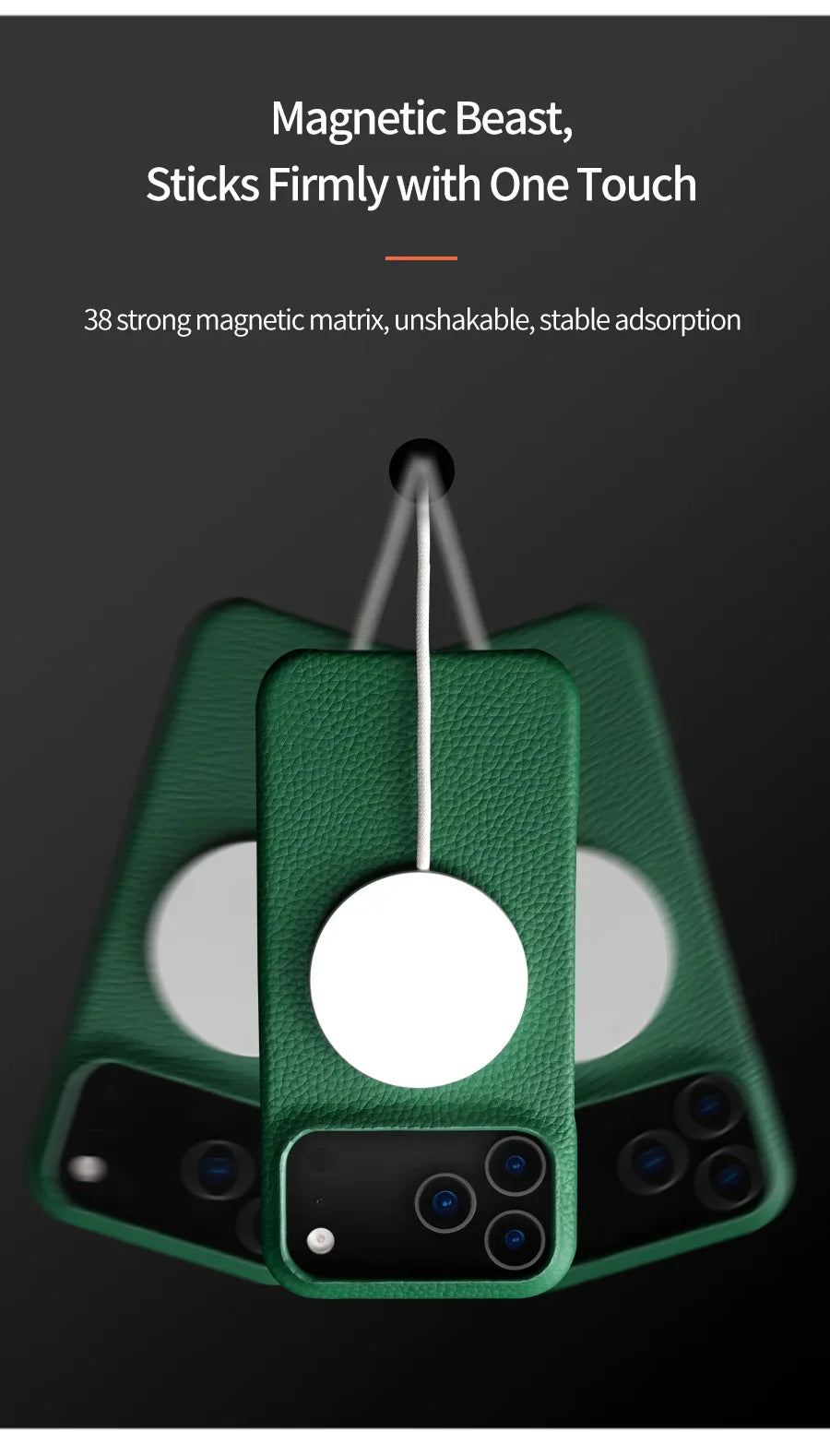 Magsafe Case for iPhone 17 Air 15 16 Pro Max 17Pro Lychee Natural Cowhide Leather Magnetic Protector Luxury Phone Back Cover