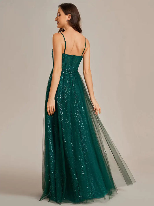 Evening Dresses:  Strapless Sweetheart Neckline Spaghetti Straps