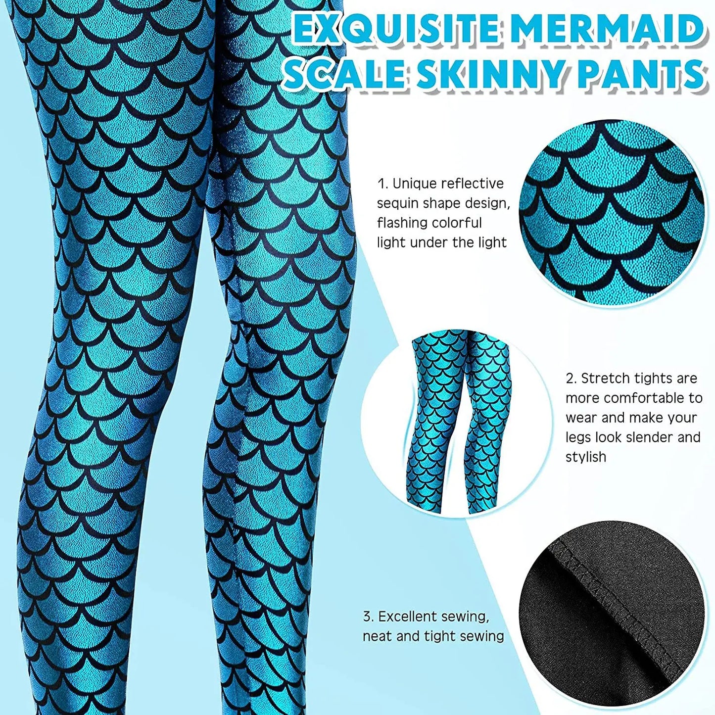 Fashion Shining Mermaid Fish Scale Leggings Women Silky Sparkling Simulated Leather
