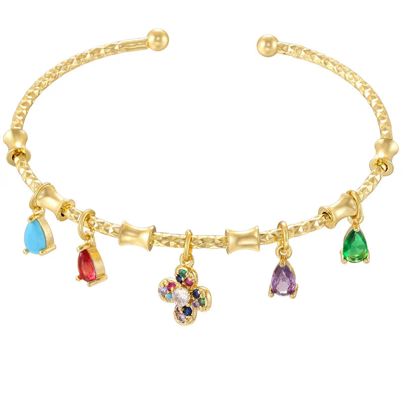 ZHUKOU candy charms bracelet for women Gold color romantic round charms bangles lady birthday gifts Man bracelet Jewelry VL338