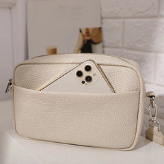 Solid Color Multi-layer Women Sling Crossbody Bag Vintage PU Leather