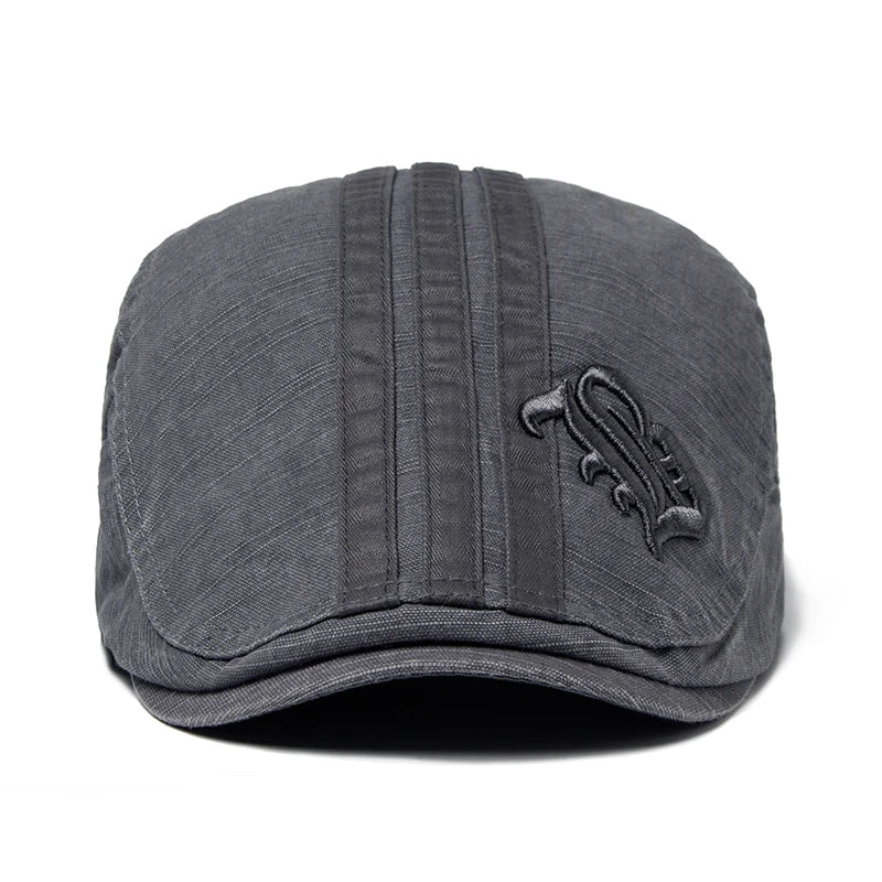 Men Beret Fashion Embroidery Flat Cap Summer Visor For Male