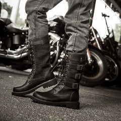 Mens Motorcycle Boots Leather Boots Male Footwear Cowboy Casual Shoes