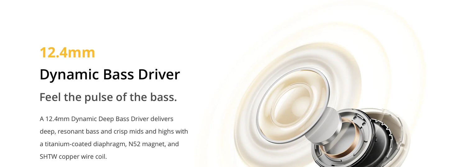 Global Version realme Buds Air 7 TWS Earphone 52dB Noise Cancellation 52 Hours Battery Life 12.4mm Bass Driver LHDC 5.0 IP55