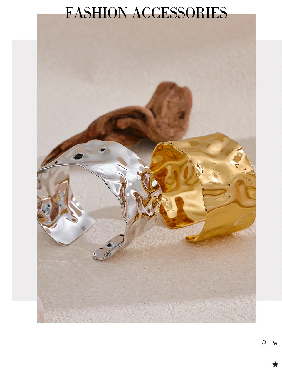 Yhpup Wide Large Stainless Steel Metal Cuff Open Bracelet Bangle 18K Gold PVD Plated Statement Waterproof Wrist Jewelry Bijoux