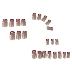 24pcs French Santa Hat Short Press on Nails for Girls Kawaii Red Square False Nails Full Set Fake Nails Christmas Nail with Glue