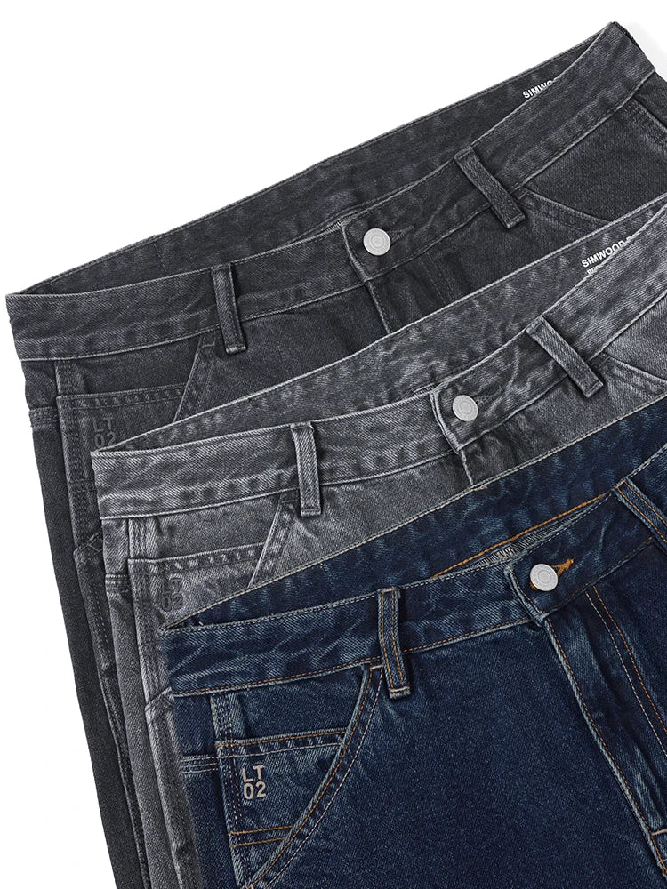 Loose Tapered Jeans Men Plus Size Washed Vintage Denim Trousers