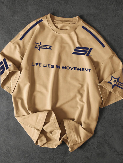 The new men's T-shirt for summer 2025 is a casual sporty breathable mesh letter printed streetwear collection