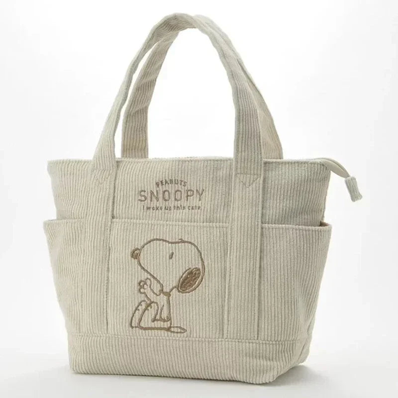 Disney Series Cute Snoopy Corduroy Tote Bag Casual Hundred Students