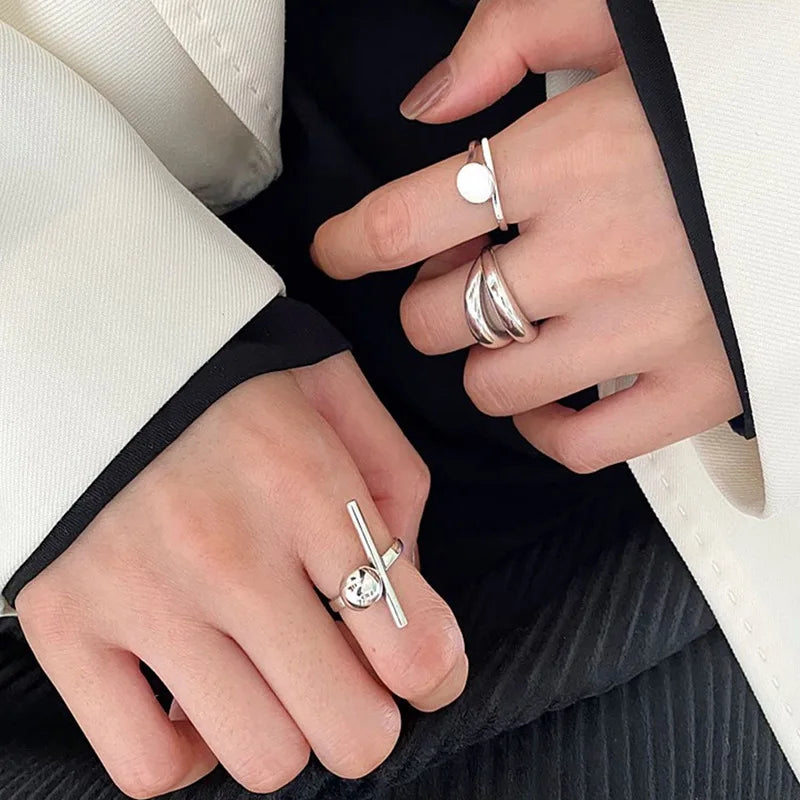 925 Sterling Silver Rings Party Jewelry Vintage Charm Double Layer