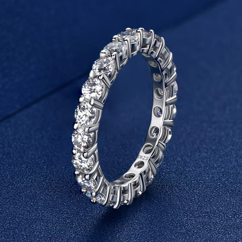 IOGOU Personalized Full Eternity Bands 5mm 3mm D Color Moissanite Ring 925 Sterling Silver Women's Ring Jewelry with Certificate