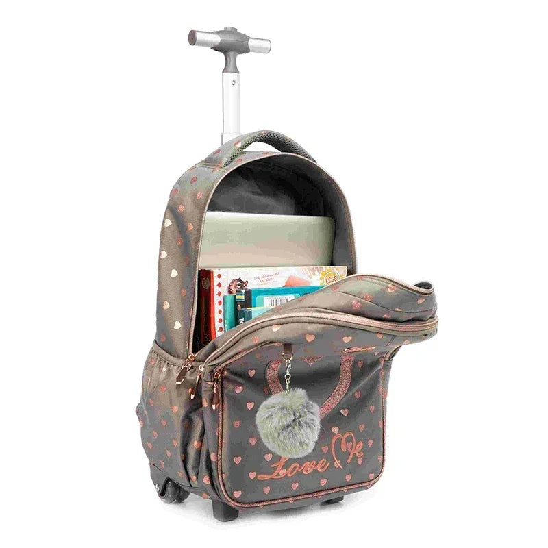 Children's Wheeled Backpack Bag Set with Lunch Box School Rolling Backpack Bag with Wheels School Trolley Backpack Bag for Girls