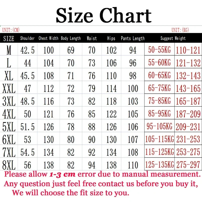 Men's Tracksuit Suit New Arrive Tracksuit Mens Casual Solid Solor Sweatpant Set Unisex Jogging Suit MEN Plus Size 6XL 7XL 8XL