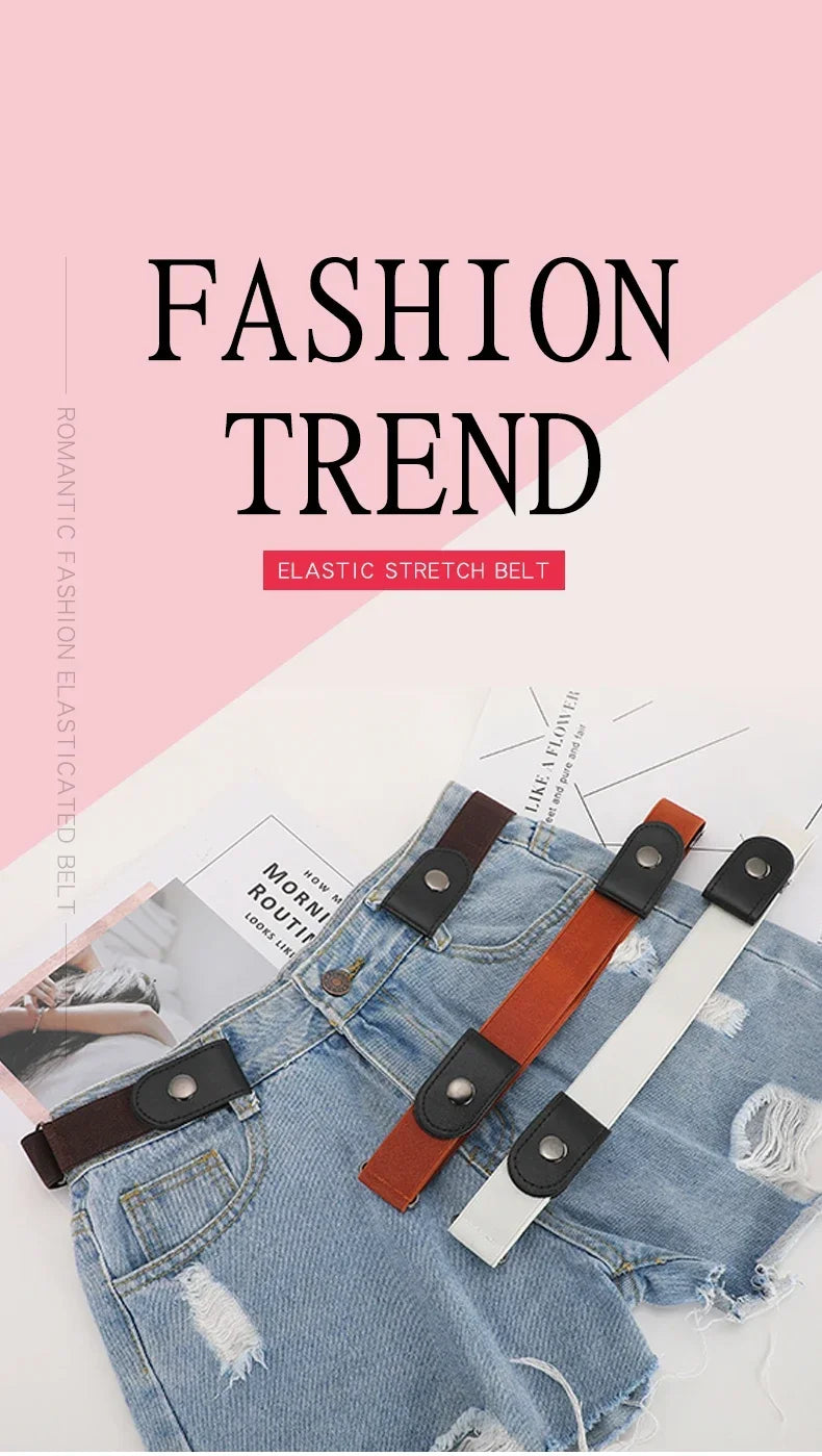 Buckle-Free Belt For Jean Pants,Dresses,No Buckle Stretch Elastic Waist Belt For Women/Men,No Bulge,No Hassle Waist Belt