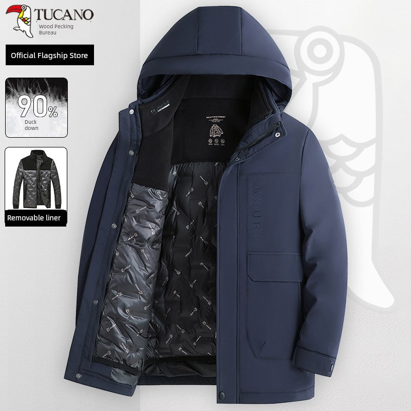 Woodpecker Men Fleece-lined Thickened Middle-Aged and Elderly Heattech Dad