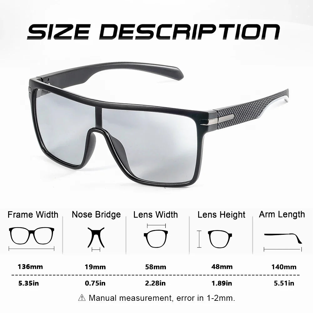 CRIXLAIS Fashion Photochromic Polarized Sunglasses Men Women Oversized Sun Glasses Male Night Vision Driving Goggles UV400