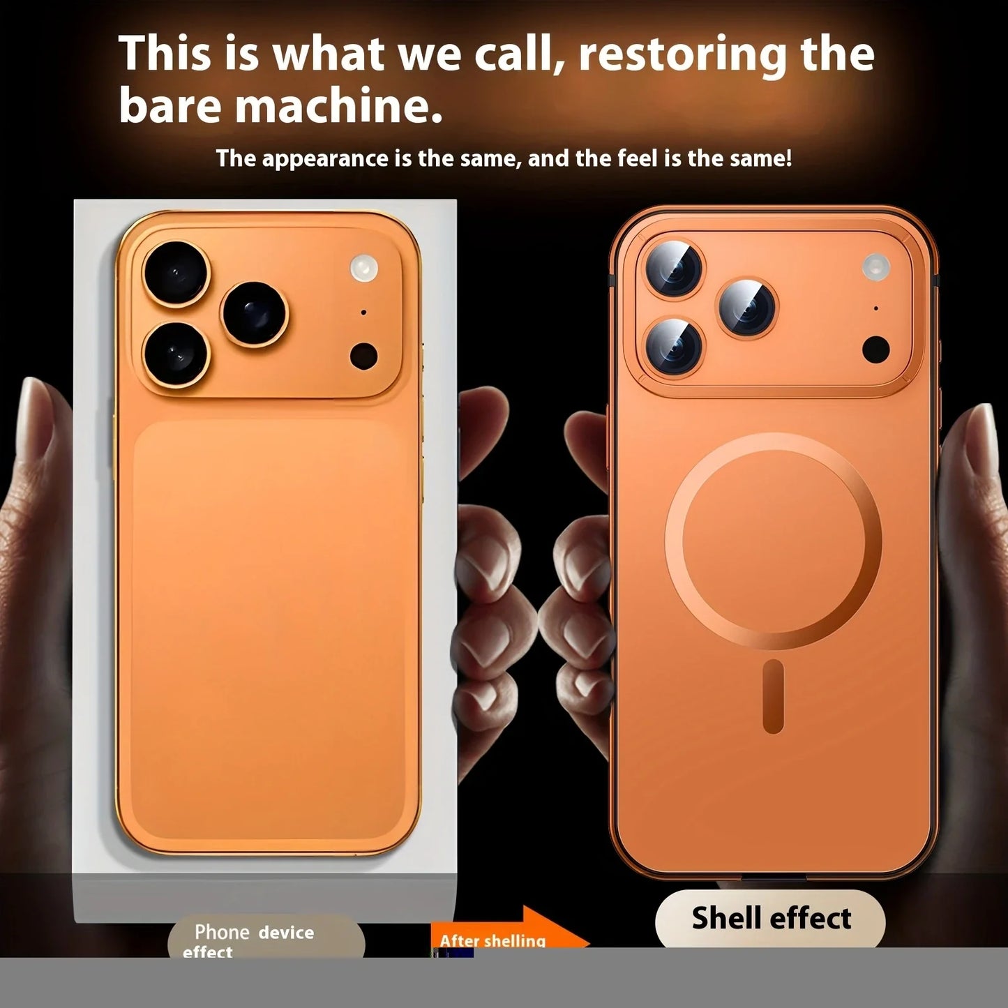 Stainless steel frame magnetic ultra-thin protective case, for iPhone 17 16 Pro Max, supports wireless charging, original