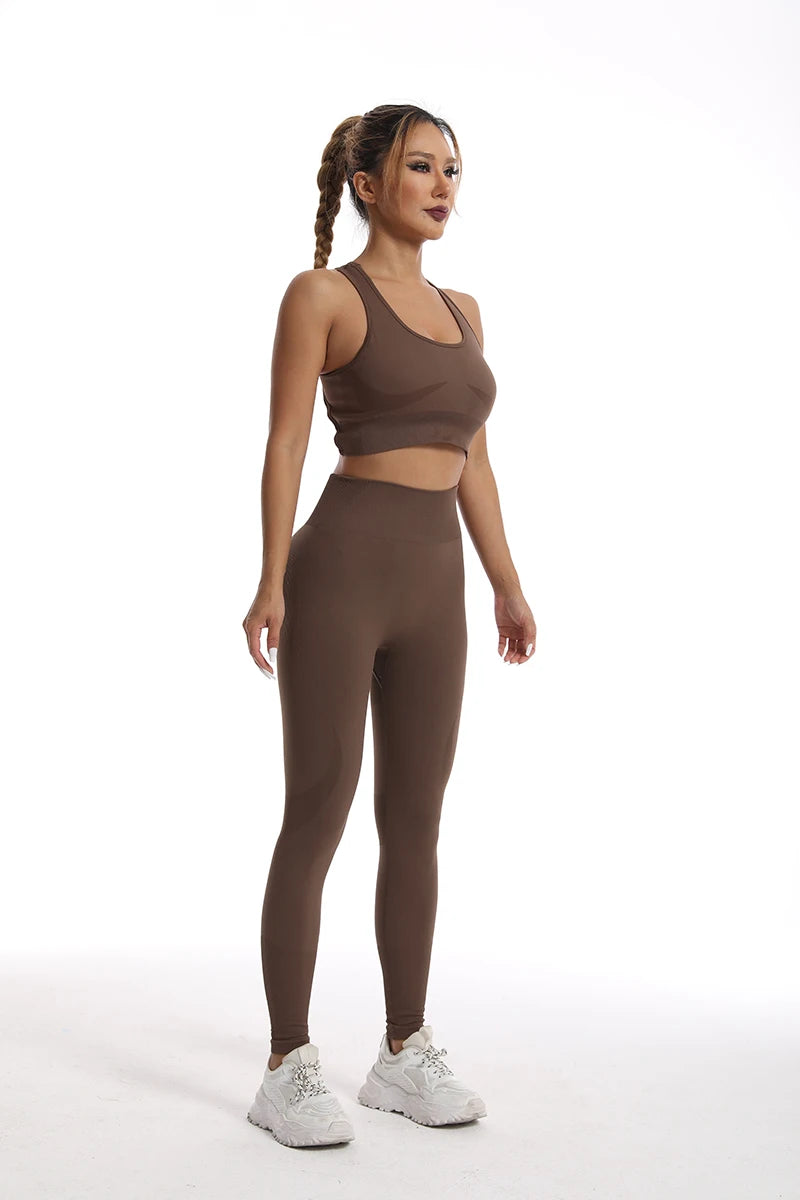 Women's tracksuit Fitness Yoga Sets Sportswear Workout Sports Bra+High Waist Leggings