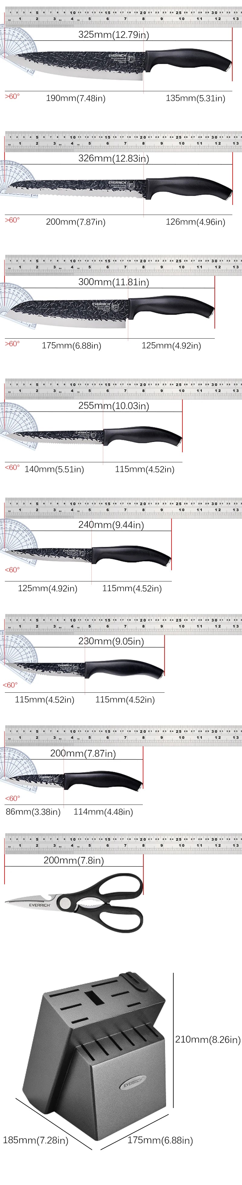 Hammer Pattern Kitchen Knives Set Stainless Steel Chef Knife Non-stick Slicing Sharp