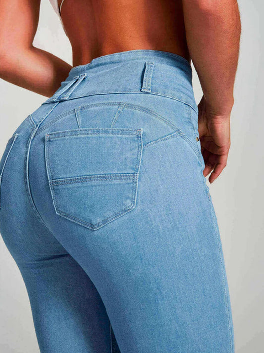 Women High Waist Stretch Skinny Blue Jeans Lady Slim Fit Hip Wrap Classic Denim Pencil