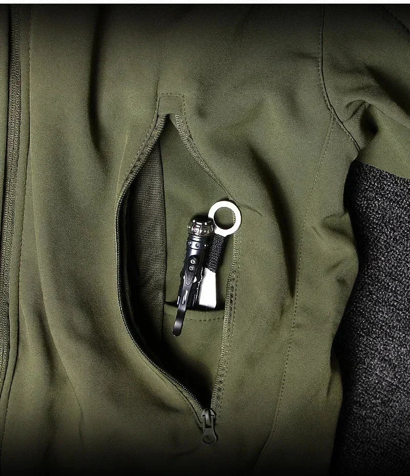 Winter Thicken Men Camo Suit Waterproof Tactical Training Set Multi-pocket Hooded Jacket Fleece Pants Outdoor Hunting 2-piece