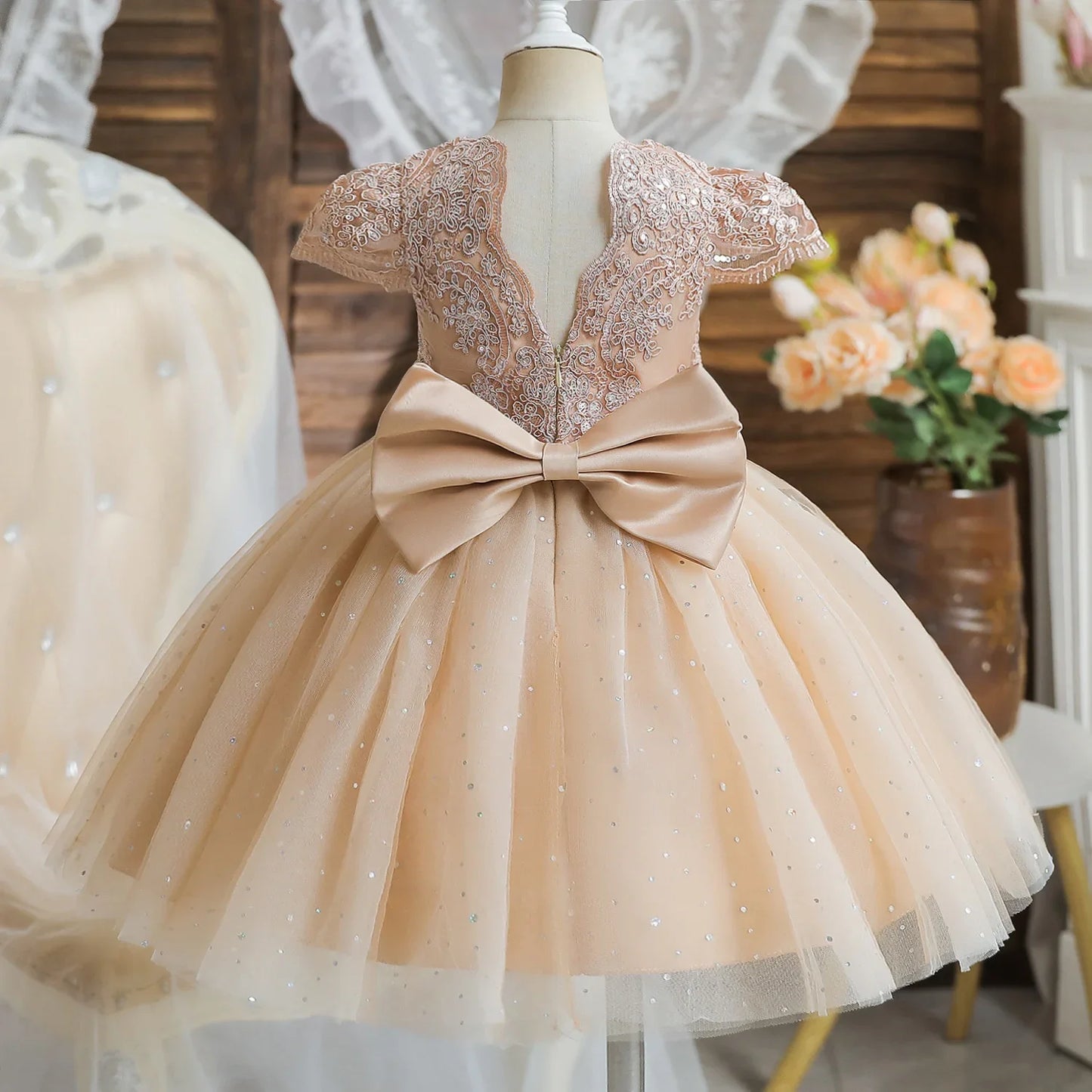 12M Baby Girl Baptism Princess Gown Infant One Year Birthday Party Clothes Eid Embroidery Sequin Flower Girl Wedding Dresses