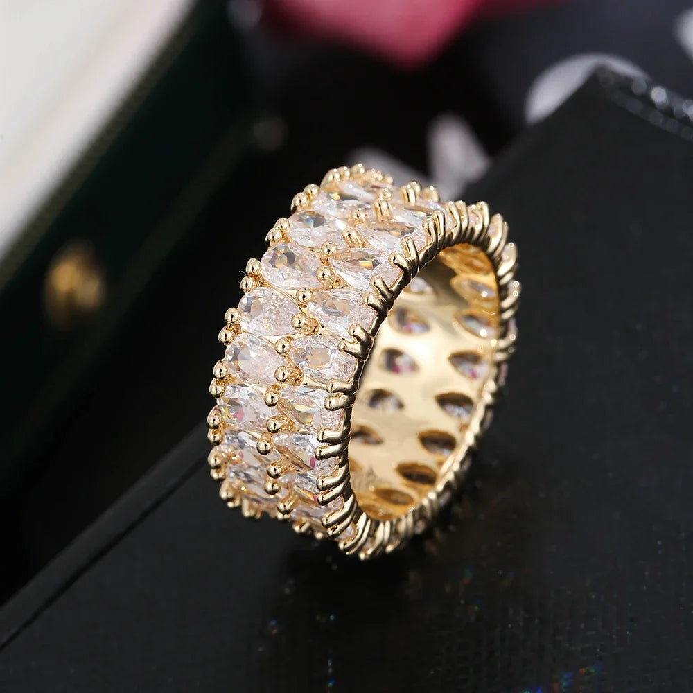 Cubic Zirconia Engagement Rings for Women Marquise Crystal Wedding Ring Party