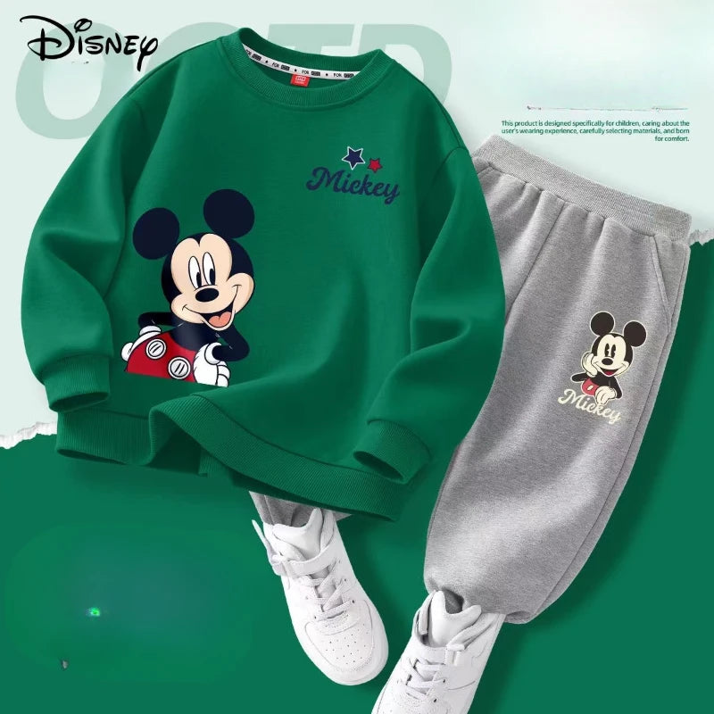 Autumn Baby Girl Boy Clothes Set Children Disney Mickey Printing Sweatshirt Top and Pants Bottom 2 Piece Suit Cotton Tracksuit