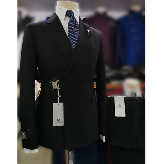 Tuxedo for Mens: Men Suits Black Fashion Tailor-Made Metal Side Release Buckle 2 Piece