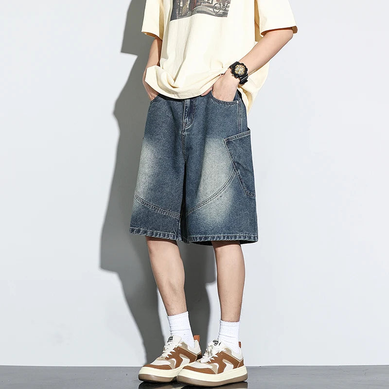 Baggy Denim Shorts Fashion Casual Straight Harajuku Jeans
