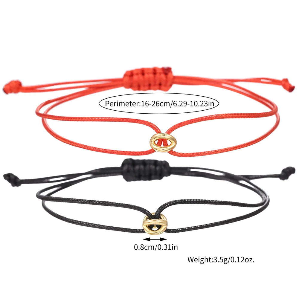 Simple Niche Design Lucky Symbol Bracelet Transfer Bead Couple Bracelet Set Adjustable Woven Bracelet Friendship Bracelet