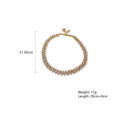 Fashion Gold Color Rhinestone Choker Necklaces for Women Geometric Crystal