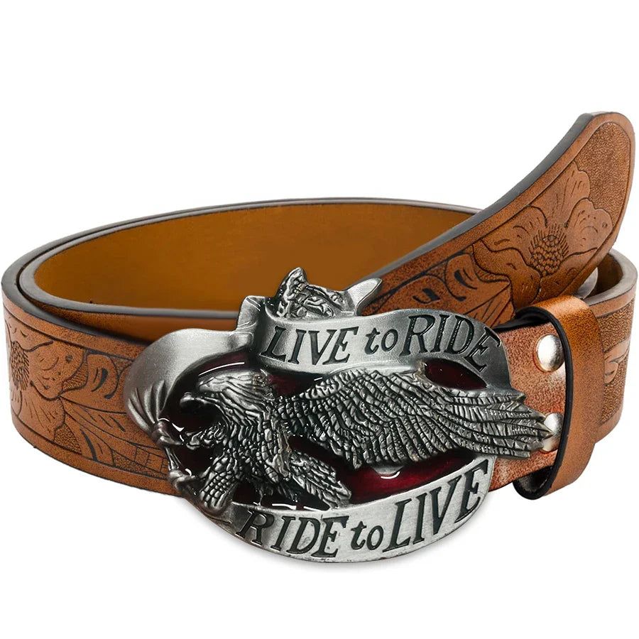 Western men's denim belt retro belt eagle belt buckle hip-hop personality retro style unisex matching jeans/casual pants belt