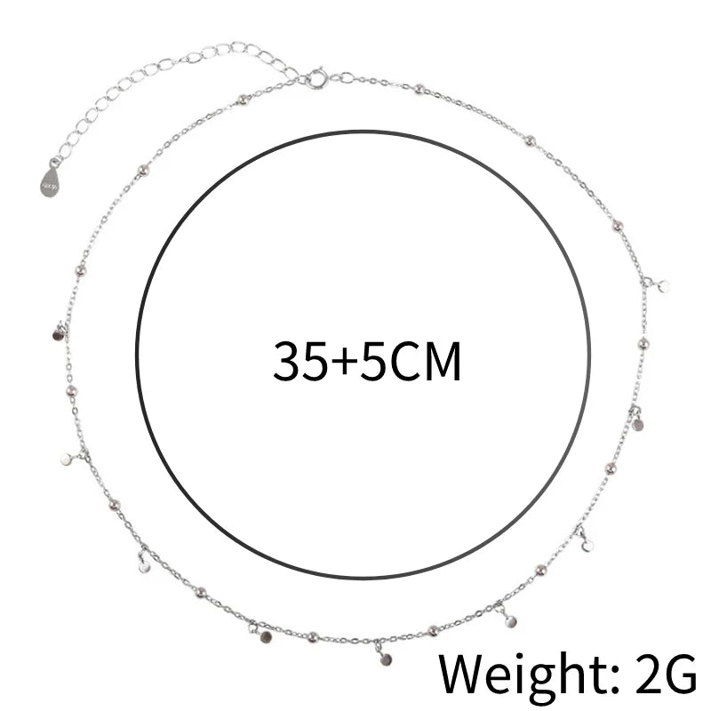 ANENJERY Delicate Jewelry Round Bead Discs Choker Necklace for Women Party Clavicle Chain Necklace Gifts Wholesale S-N695