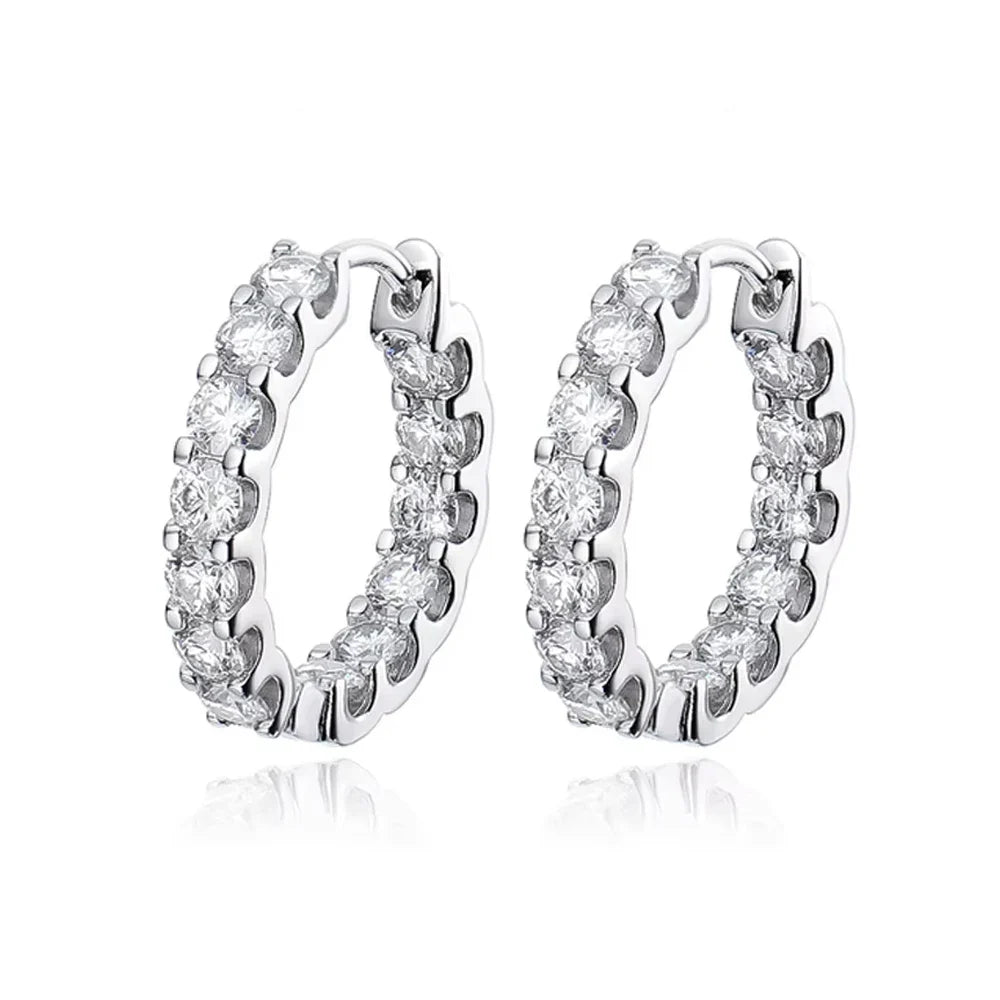 KNOBSPIN 2.6ct D Color Moissanite Earring 925 Sterling Sliver Plated White Gold Hoop Earring for Women Wedding Party Jewelry