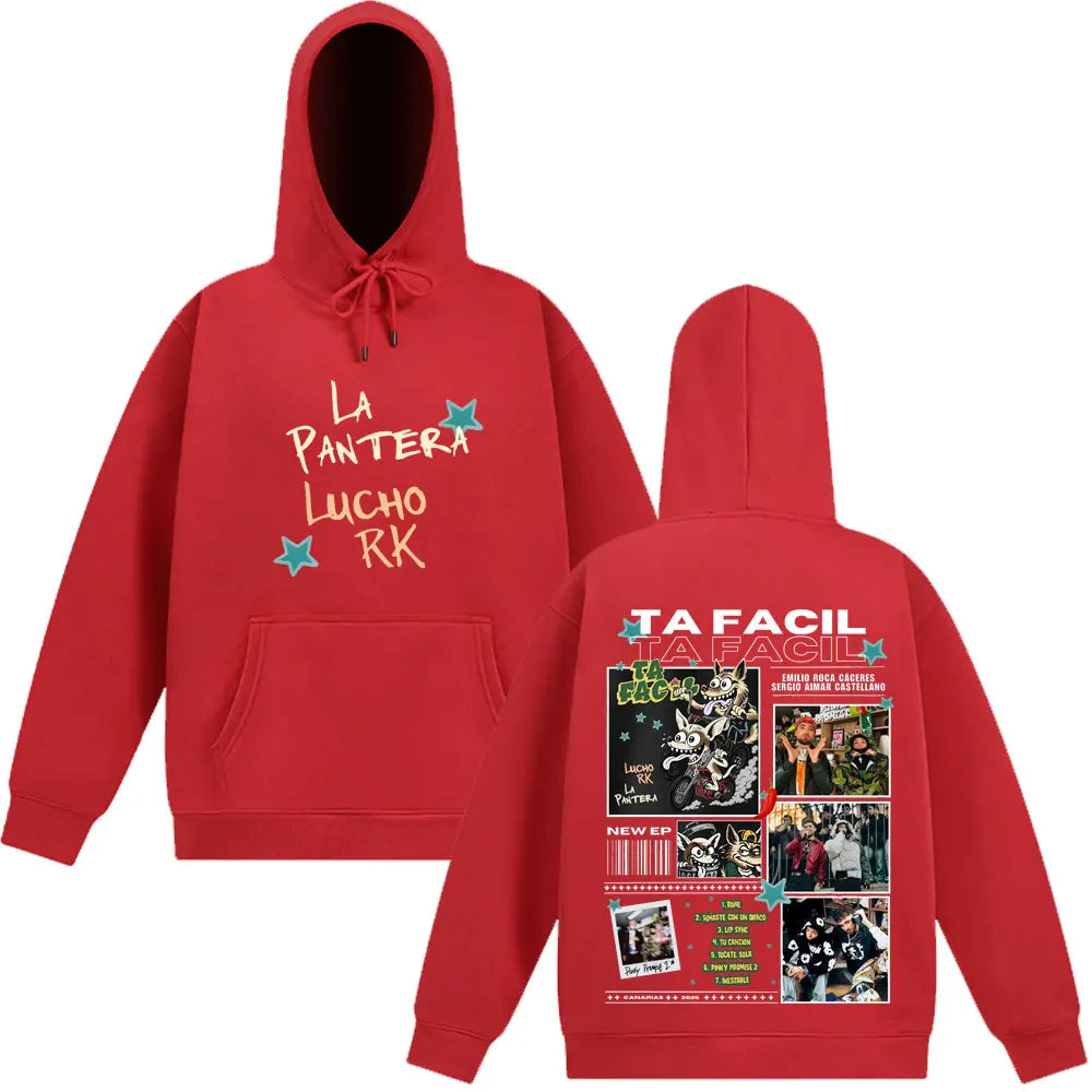 Rapper La Panter Lucho Rk Ta Facil Album 2025 Tour Fashion Print Hoodie Men Women Harajuku Hip-hop Oversized Tracksuit Fan Gifts
