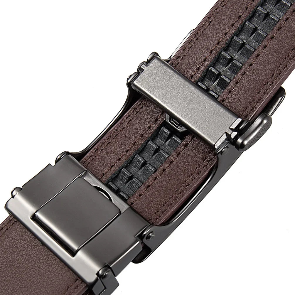 Fashion Automatic Buckle Cowskin Male Belt Men's Leather Belts Luxury Designer Black Brown 3.5cm Plus Size 130 140 150 160 170cm