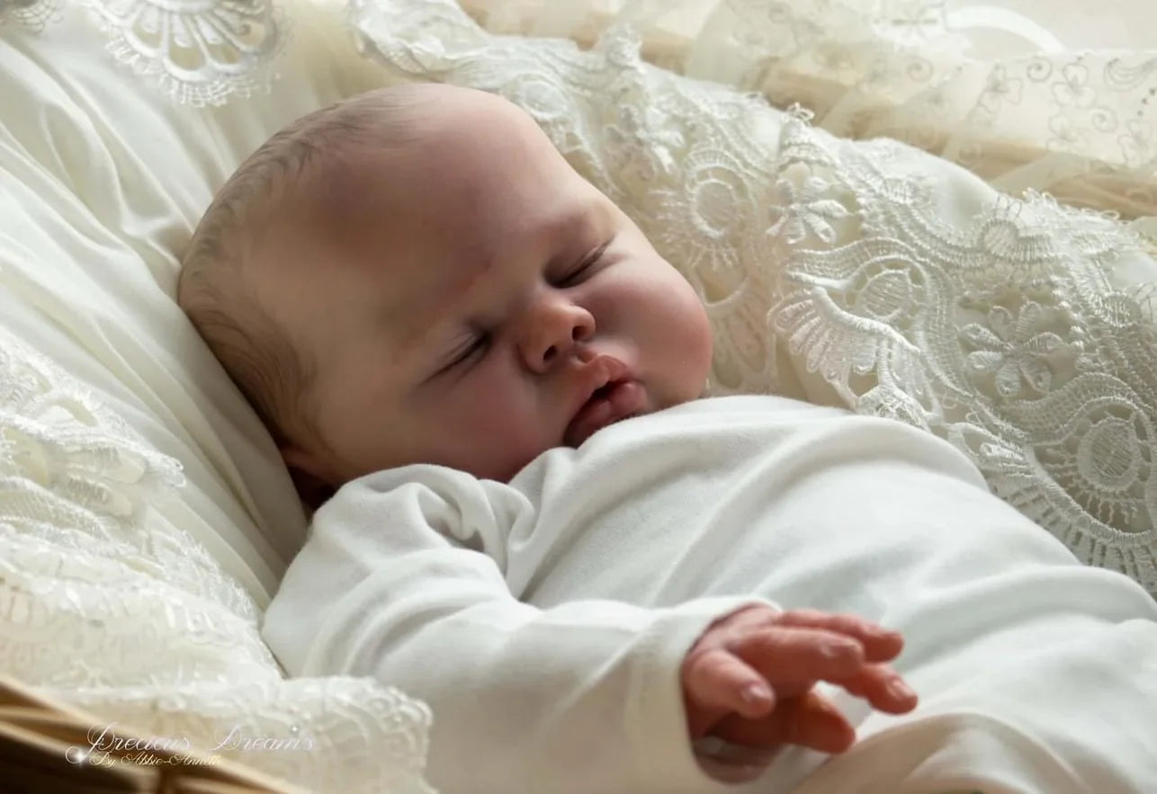 19 Inch Pickle Boy Reborn Toddler Doll Lifelike Sleeping Figure Soft Cloth Body Hand-Painted Hair Cuddly Baby Toy for Collectors