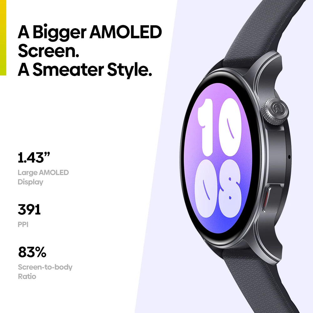 New Zeblaze Btalk 3 GPS Smartwatch 1.43" AMOLED Screen Dual Strap Bluetooth Calling Sports Watch Heart Rate SpO2 Stress Tracking