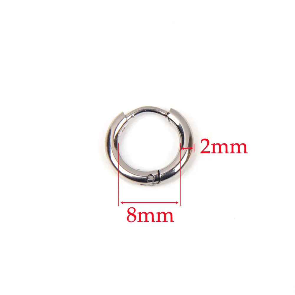 10pcs 316L Stainless Steel Hoop Earrings Women Men Punk Hiphop Circular Ear Buckle Ring Jewelry Gold Color Accessories Wholesale